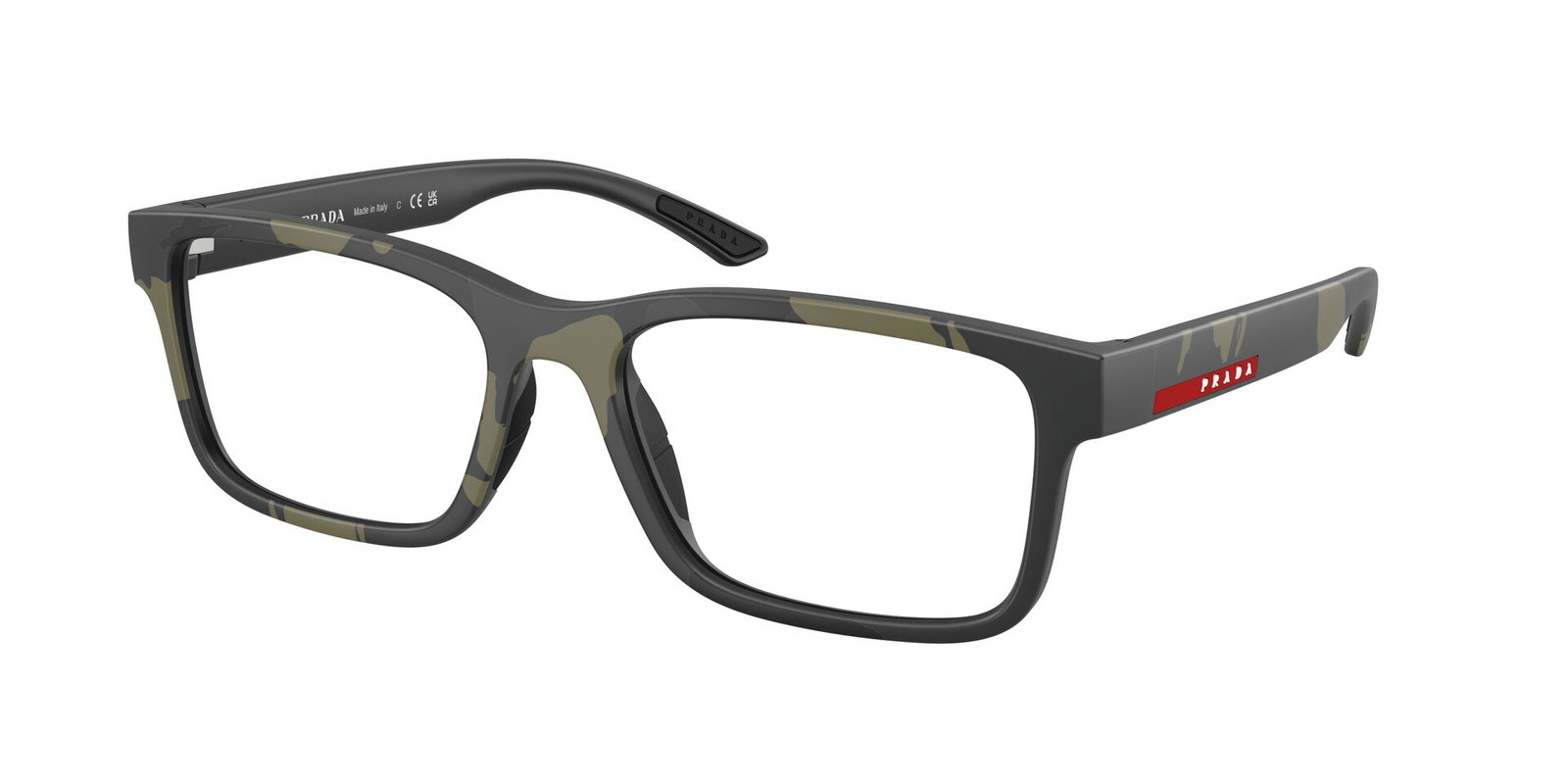Prada Linea Rossa PS 01RV 14X1O1 – Rechteckige grüne Kautschukbrille